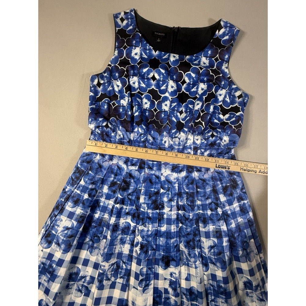 Talbots Women's Sleeveless Knee Length Blue/White Checked Dress Size 2 - Picture 7 of 12